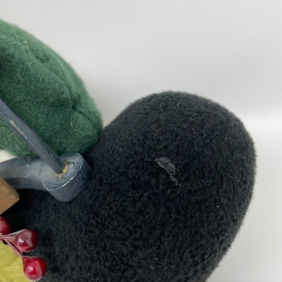 Snowman Plush Merry Christmas wood sled decoration stuffed  10" x  15" sitting - Picture 4 of 8